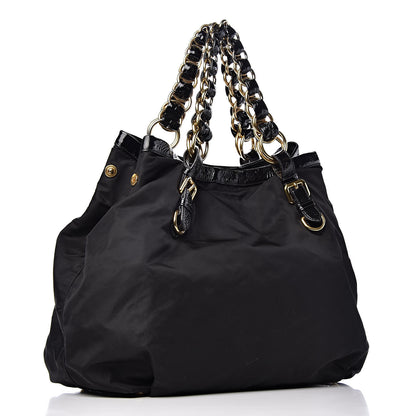 Prada Tessuto Nylon Chain Shoulder Bag Black 3 of 12