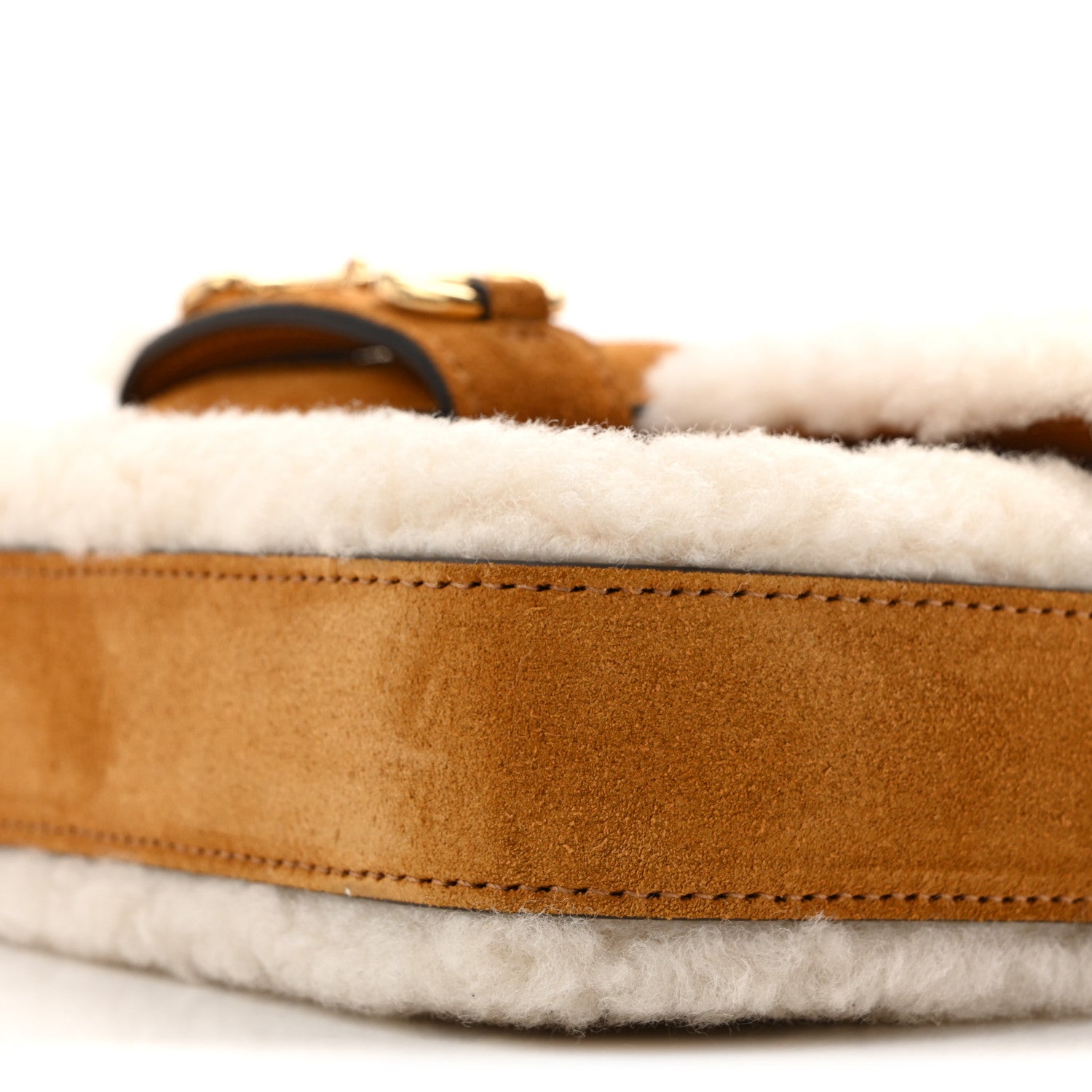 Gucci Suede Shearling Horsebit Mini 1955 Shoulder Bag Honey Beige Milk 11 of 11