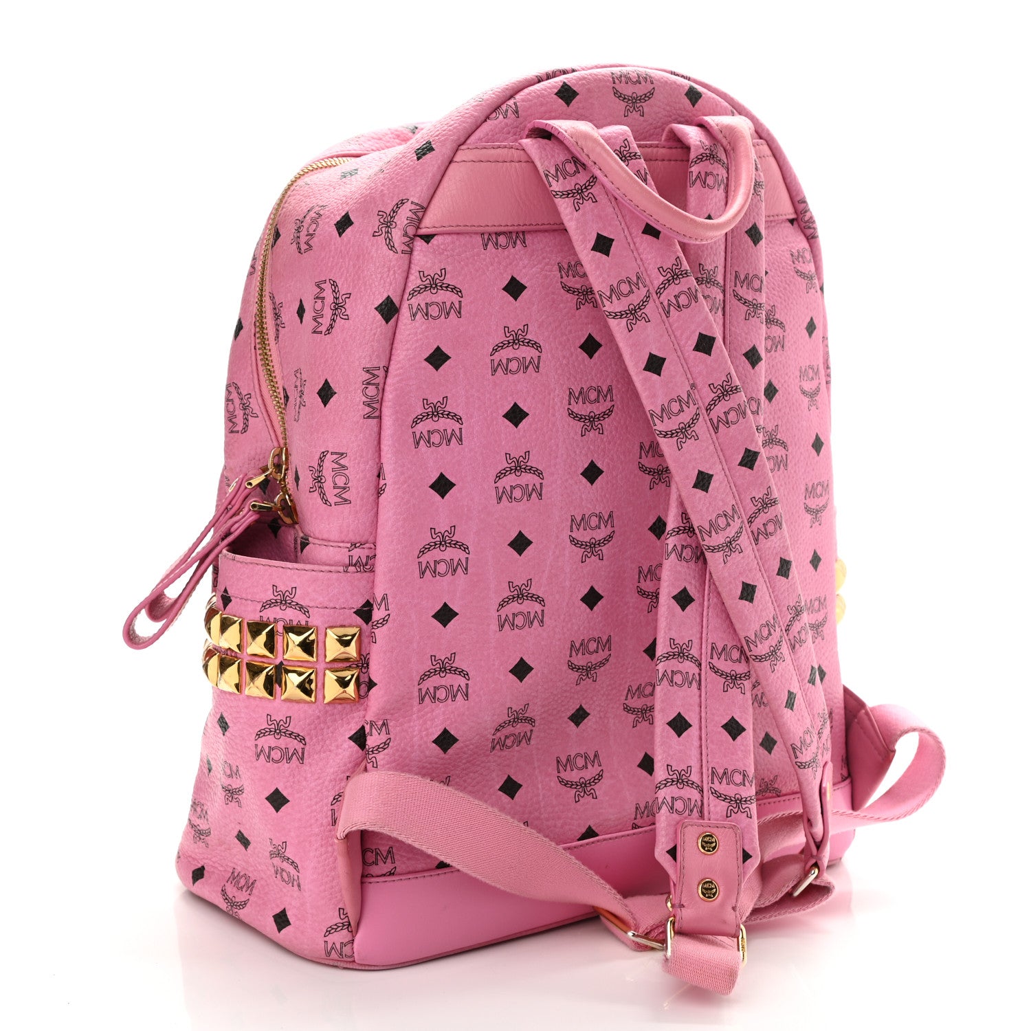 MCM Visetos Medium Side Studs Stark Backpack Pink 2 of 14