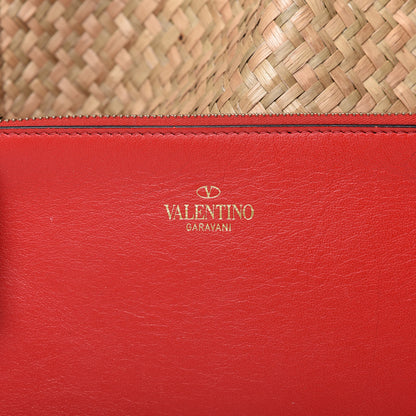 Valentino Garavani Raffia Medium Vlogo Escape Shopper Natural Black Rouge 8 of 12