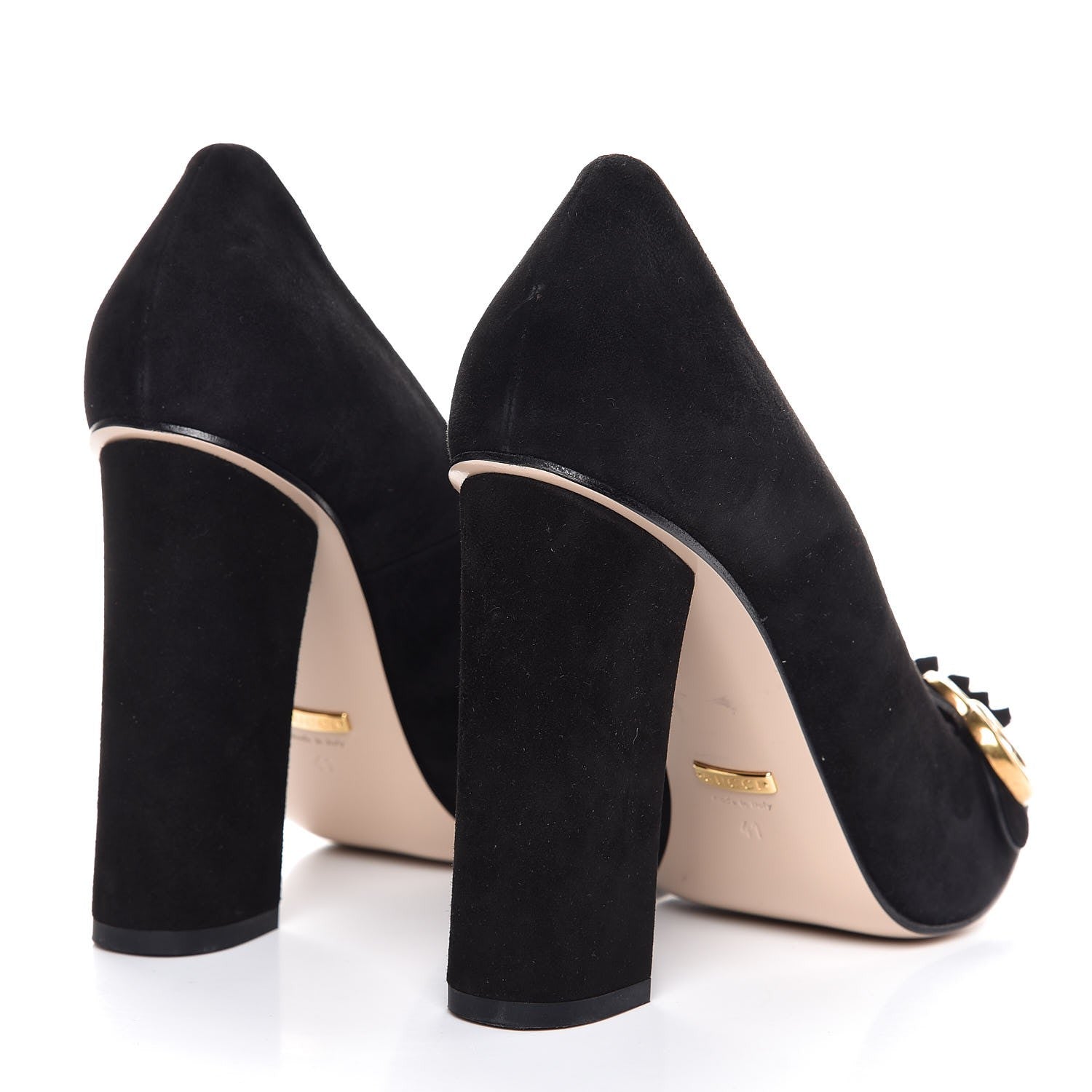 Gucci Kid Scamosciato GG Marmont Fringe 105mm Loafer Pumps 41 Black 4 of 9