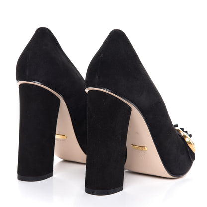Gucci Kid Scamosciato GG Marmont Fringe 105mm Loafer Pumps 41 Black 4 of 9