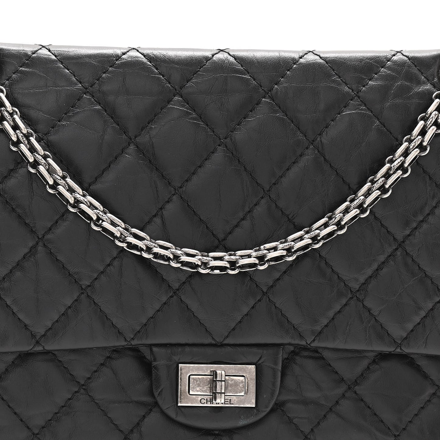 Aged Calfskin Quilted 2.55 Reissue 226 Flap Black