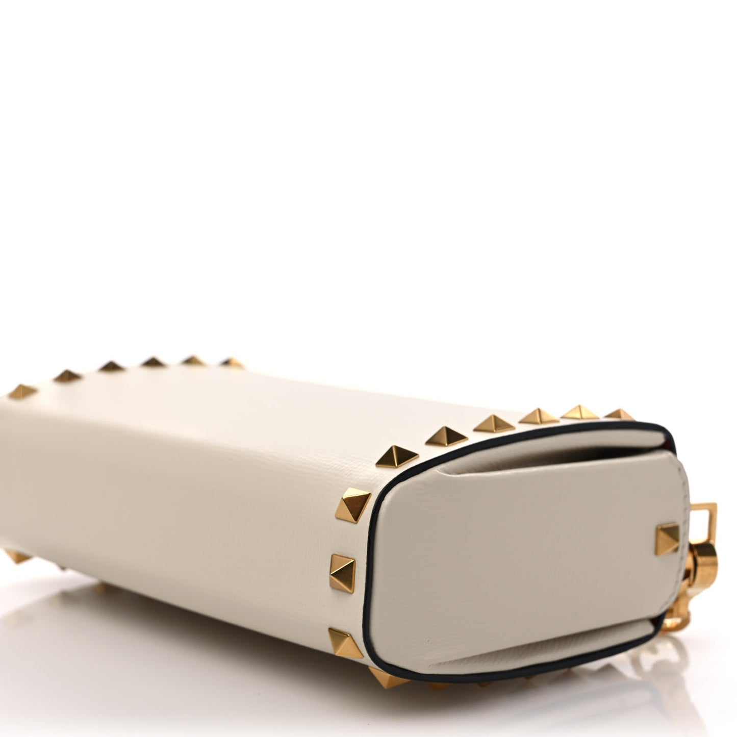 Grainy Calfskin Rockstud Alcove Box Clutch Ivory