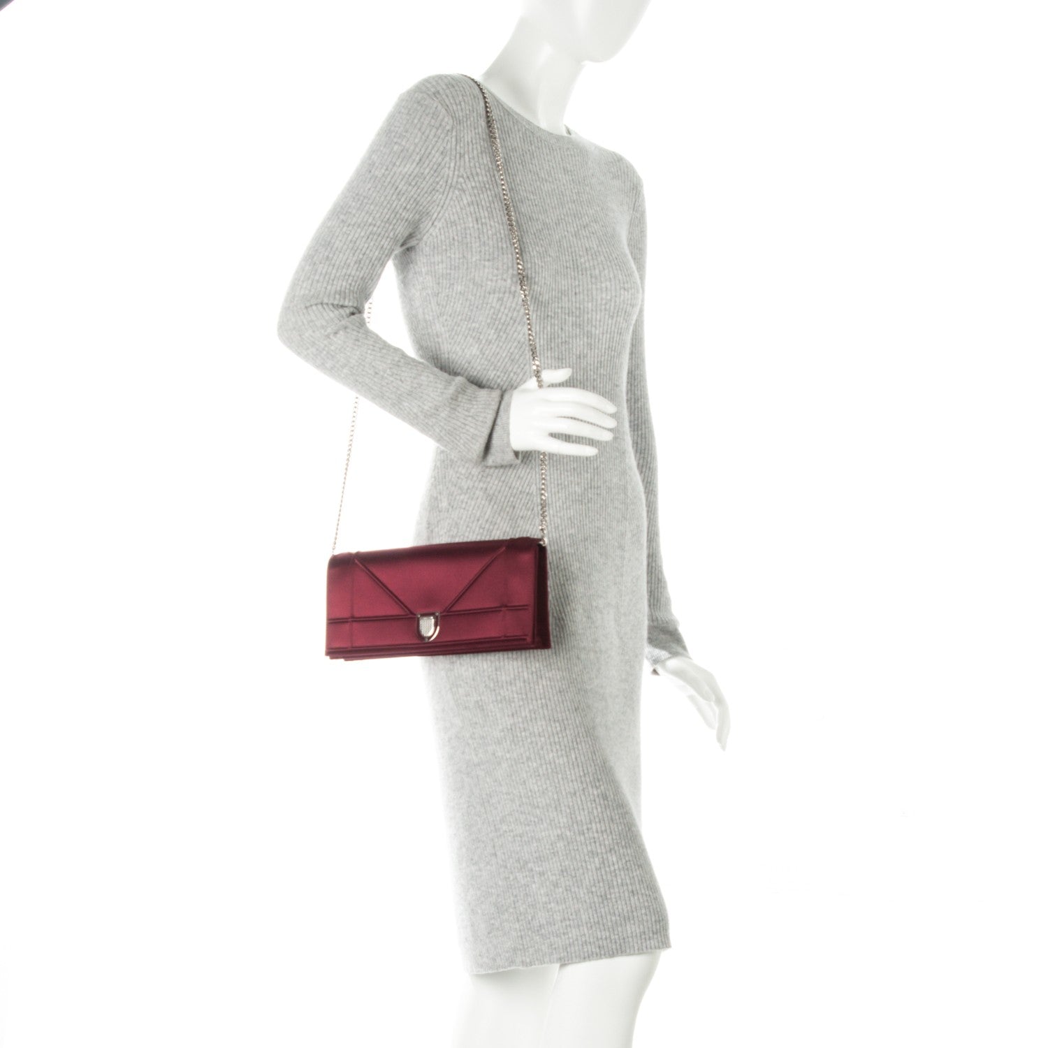Christian Dior Satin Diorama Pochette Burgundy 2 of 6