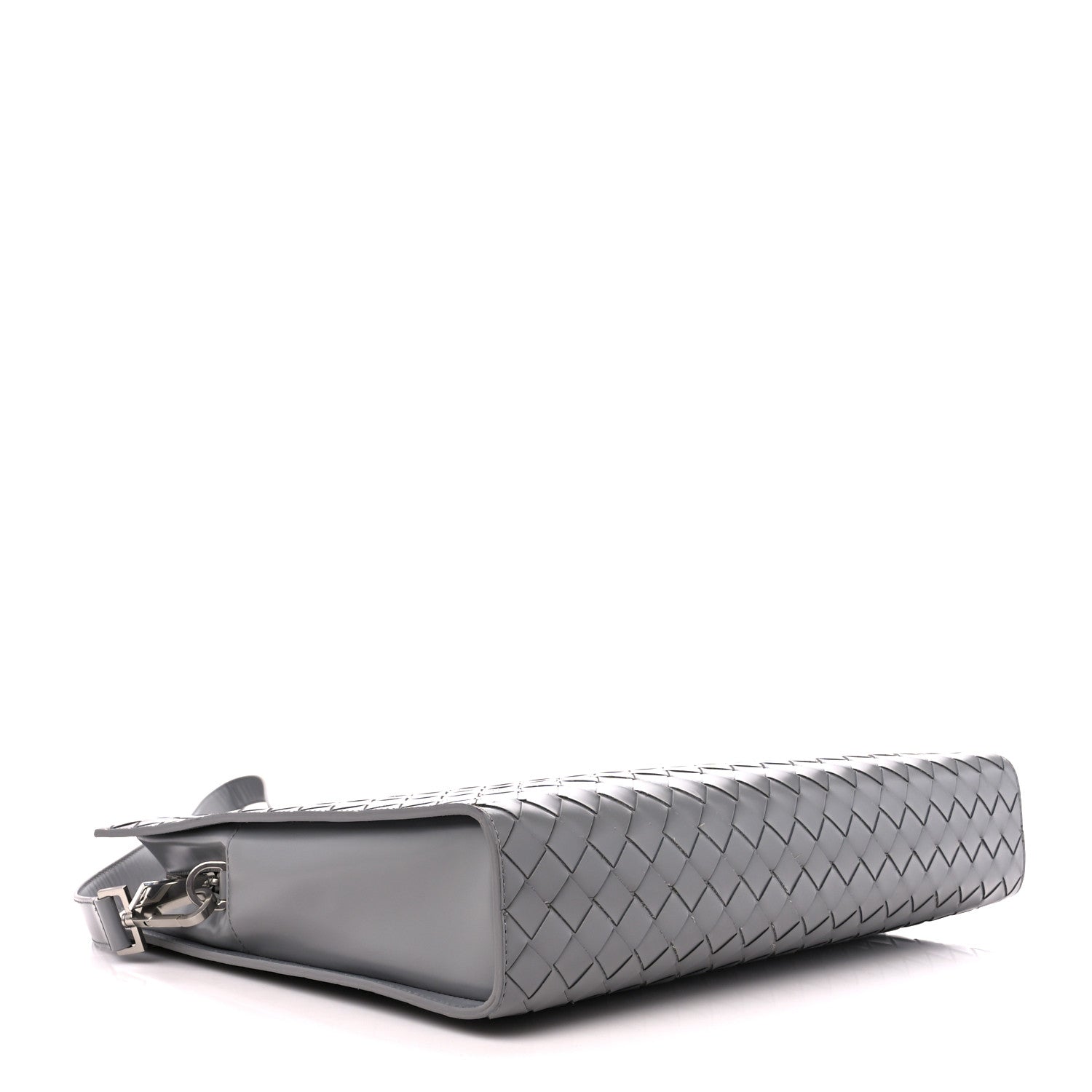 Bottega Veneta Shiny Calfskin Intrecciato Frame Briefcase Concrete 5 of 14