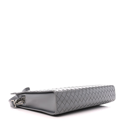 Bottega Veneta Shiny Calfskin Intrecciato Frame Briefcase Concrete 5 of 14