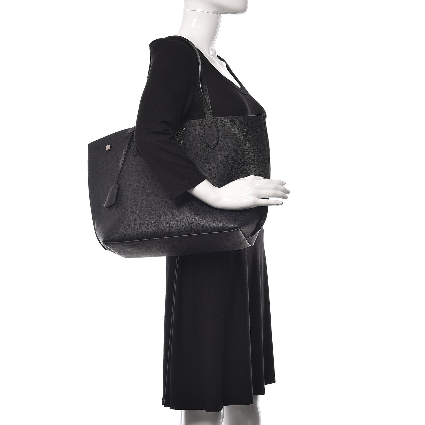 Calfskin Lockme Go Tote Black