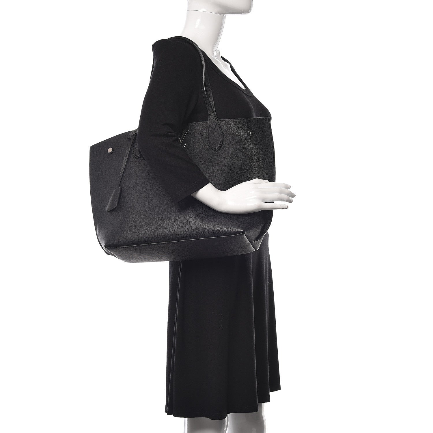 Louis Vuitton Calfskin Lockme Go Tote Black 2 of 13