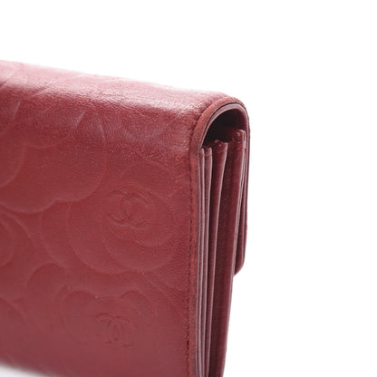 Chanel Lambskin Camellia Embossed Flap Wallet Red 16 of 17