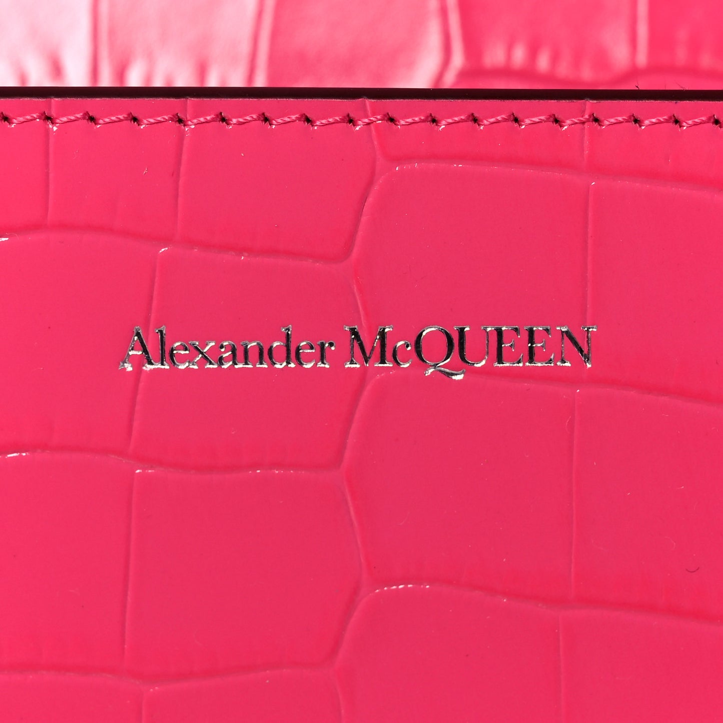 Shiny Crocodile Embossed Jeweled Satchel Peony Pink