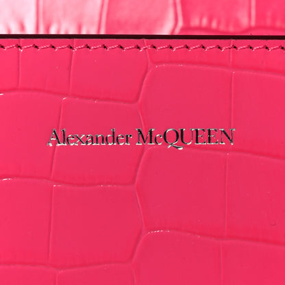 Alexander McQueen Shiny Crocodile Embossed Jeweled Satchel Peony Pink 6 of 11