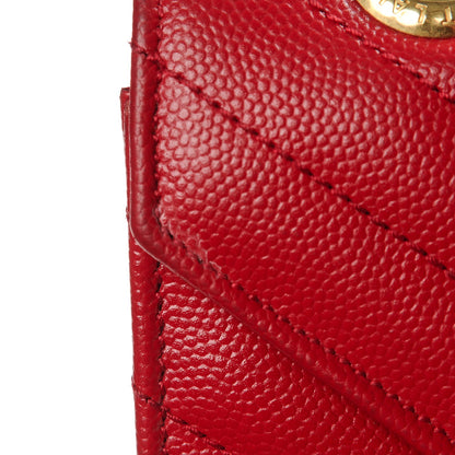 Saint Laurent Grain De Poudre Matelasse Chevron Large Monogram Satchel Lipstick Red 13 of 14