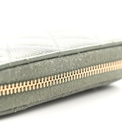 Chanel Iridescent Caviar Quilted Zip Coin Purse Green 8 of 9