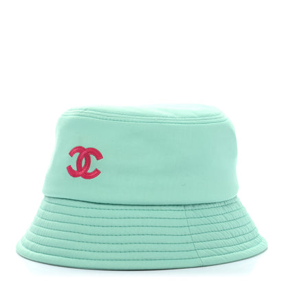 Chanel Cotton CC Cloche Bucket Hat S Turquoise Fuchsia 1 of 9