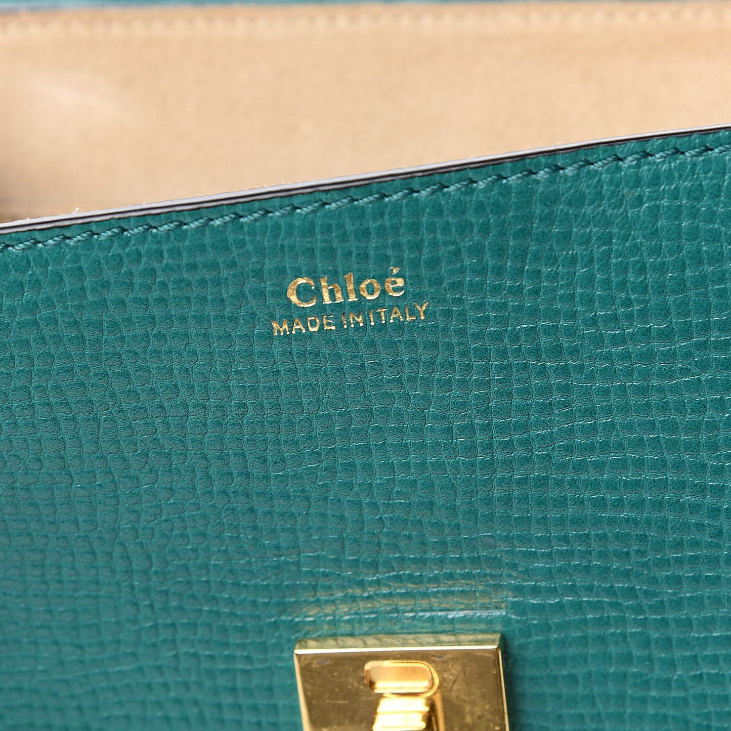 Grained Calfskin Lambskin Bi-Color Drew Shoulder Bag Stone Green