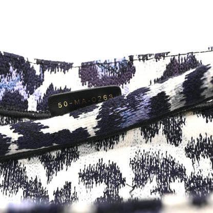 Christian Dior Canvas Mizza Embroidered Medium Leopard Book Tote Purple 7 of 10