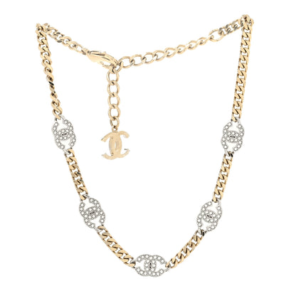 Chanel Crystal Chain CC Necklace Gold Silver 3 of 5