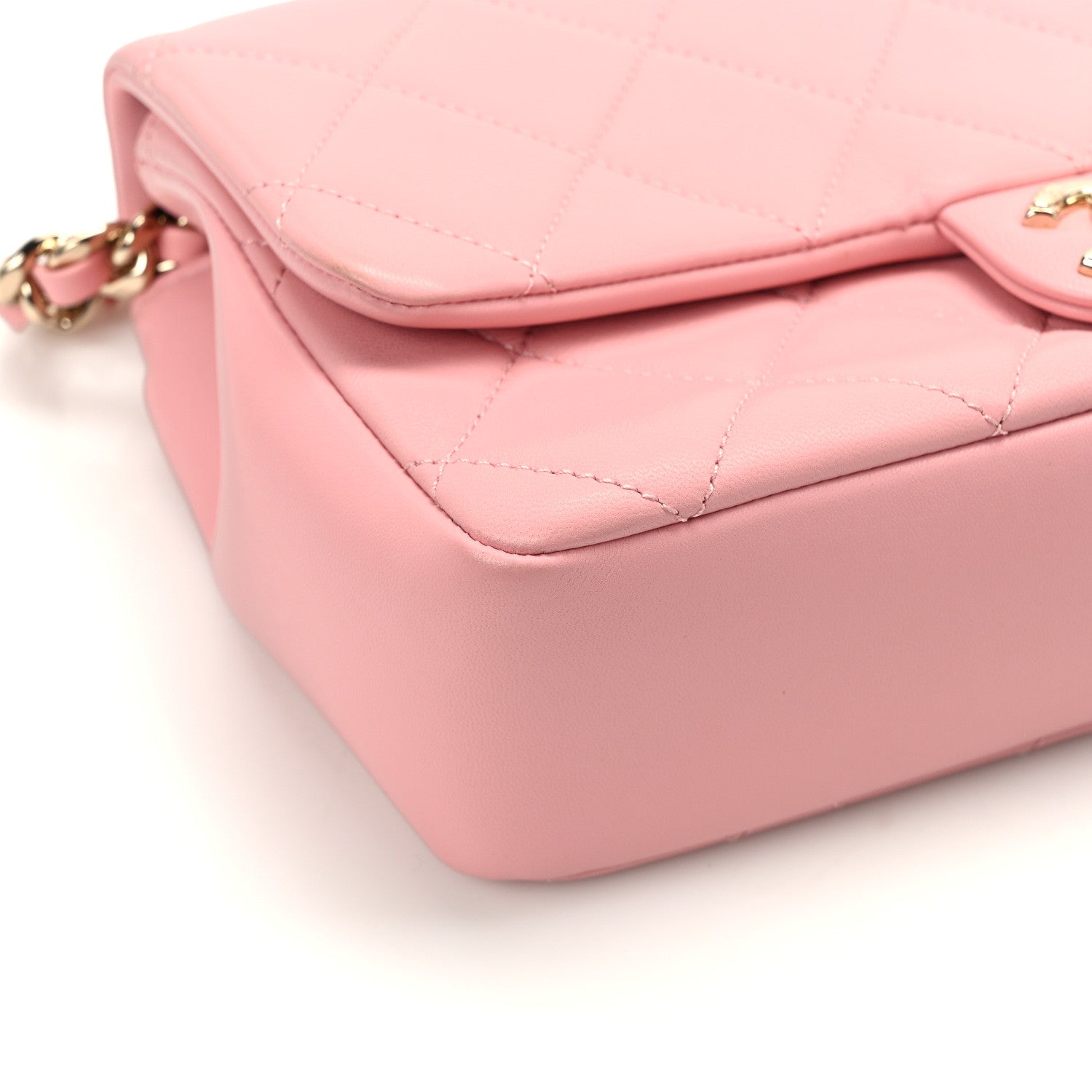 Chanel Lambskin Quilted Resin Bi-Color Chain Flap Bag Pink 11 of 12