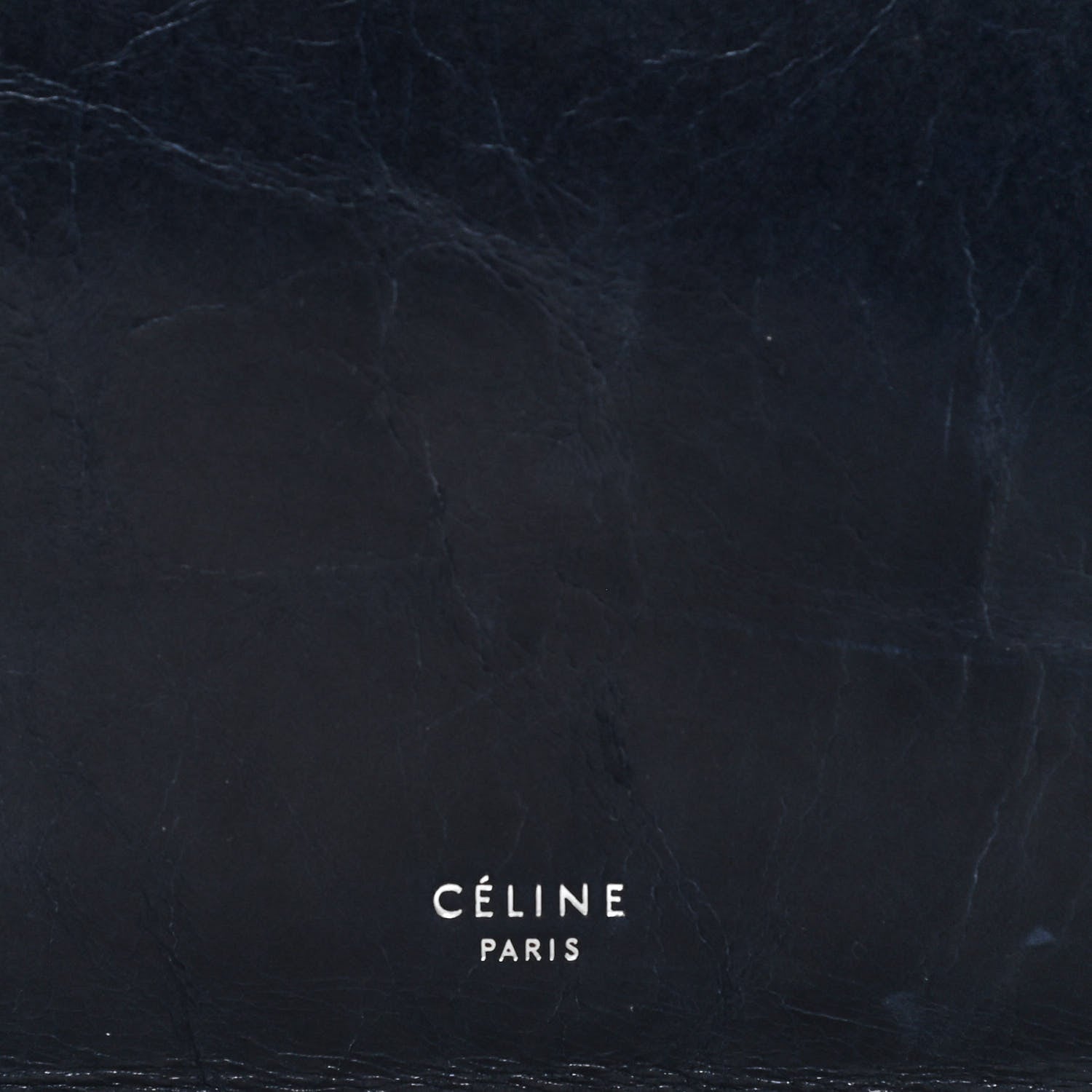 Celine Shiny Paperweight Calfskin Medium Clasp Shoulder Bag Navy Blue 7 of 14