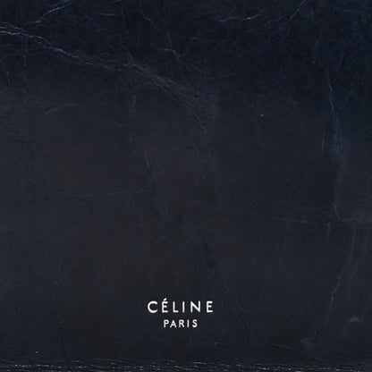 Celine Shiny Paperweight Calfskin Medium Clasp Shoulder Bag Navy Blue 7 of 14