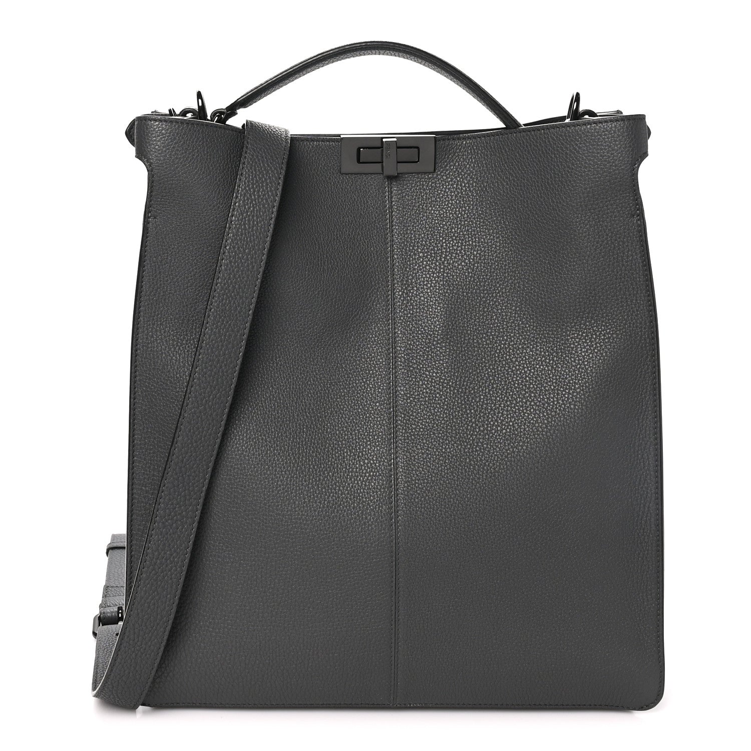 Fendi Cuoio Romano Large I SEE U Peekaboo X-Lite Tote Asfalto Praline Tobacco Moro 1 of 9