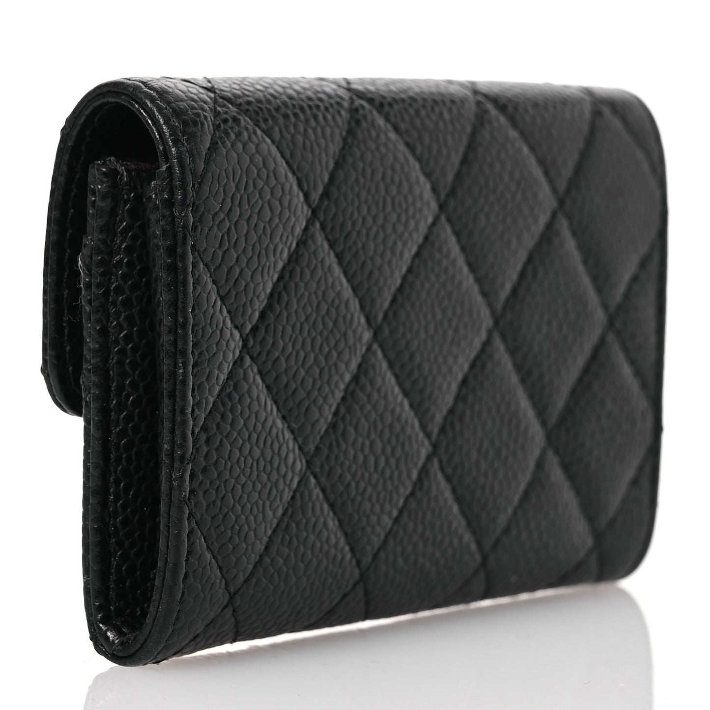 Caviar Quilted Flap Card Holder Black