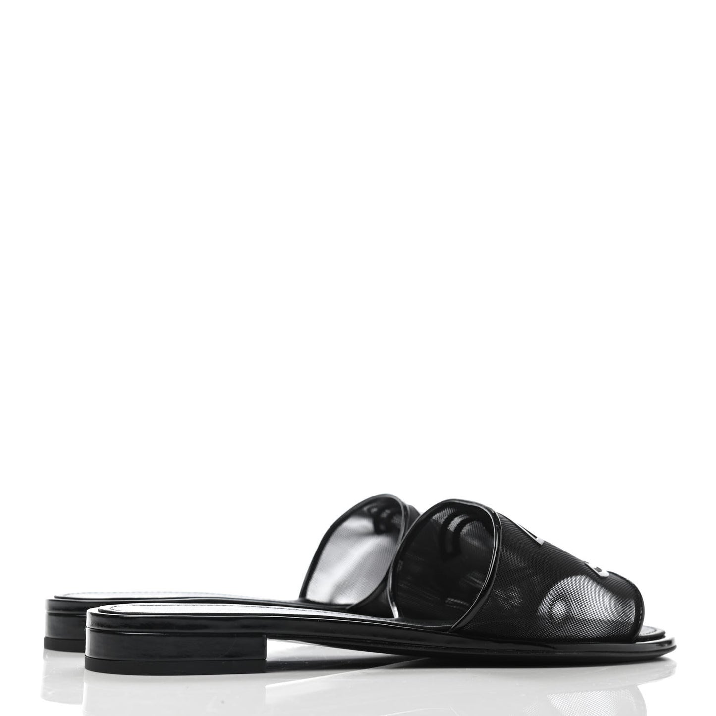 Mesh Patent Calfskin CC Mules 39 Black