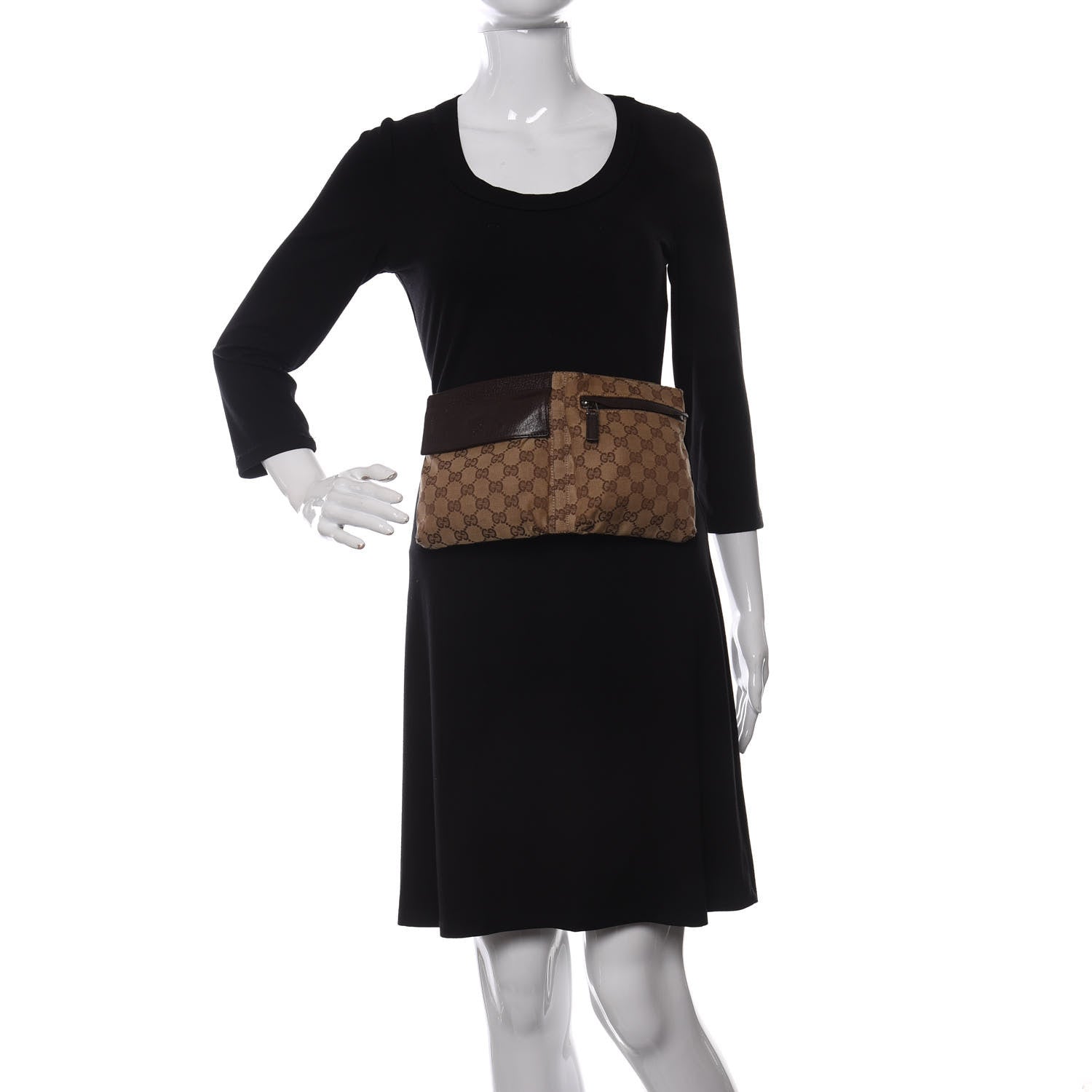 Gucci GG Monogram Web Double Pocket Belt Bag Dark Brown 2 of 11