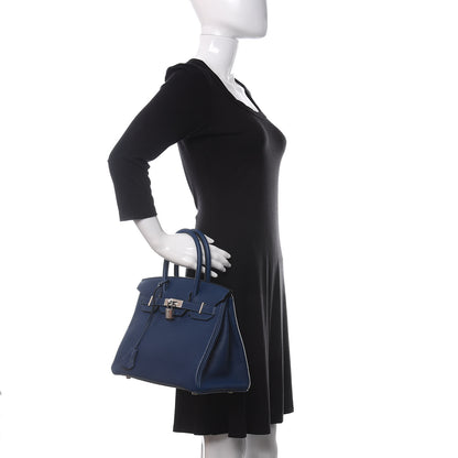 Hermes Taurillon Clemence Birkin 30 Deep Blue 2 of 10
