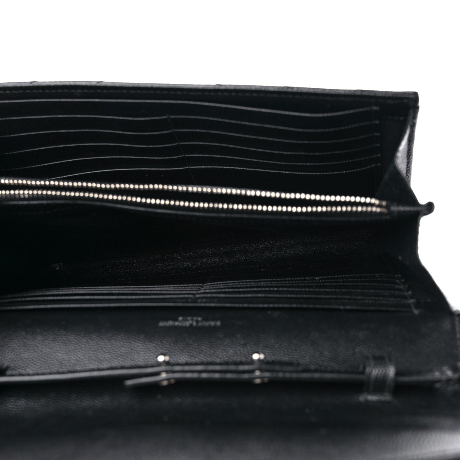 Saint Laurent Grain De Poudre Matelasse Chevron Monogram Chain Wallet Black 5 of 12