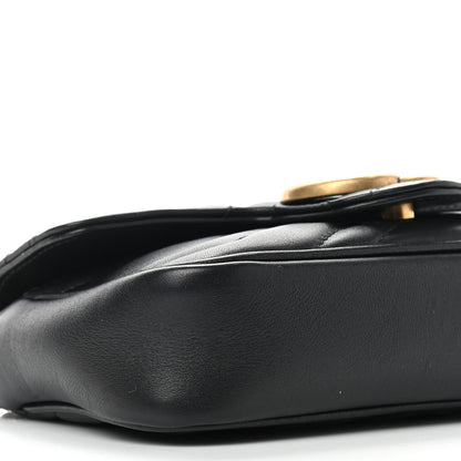 Gucci Calfskin Matelasse Super Mini GG Marmont Shoulder Bag Black 8 of 10