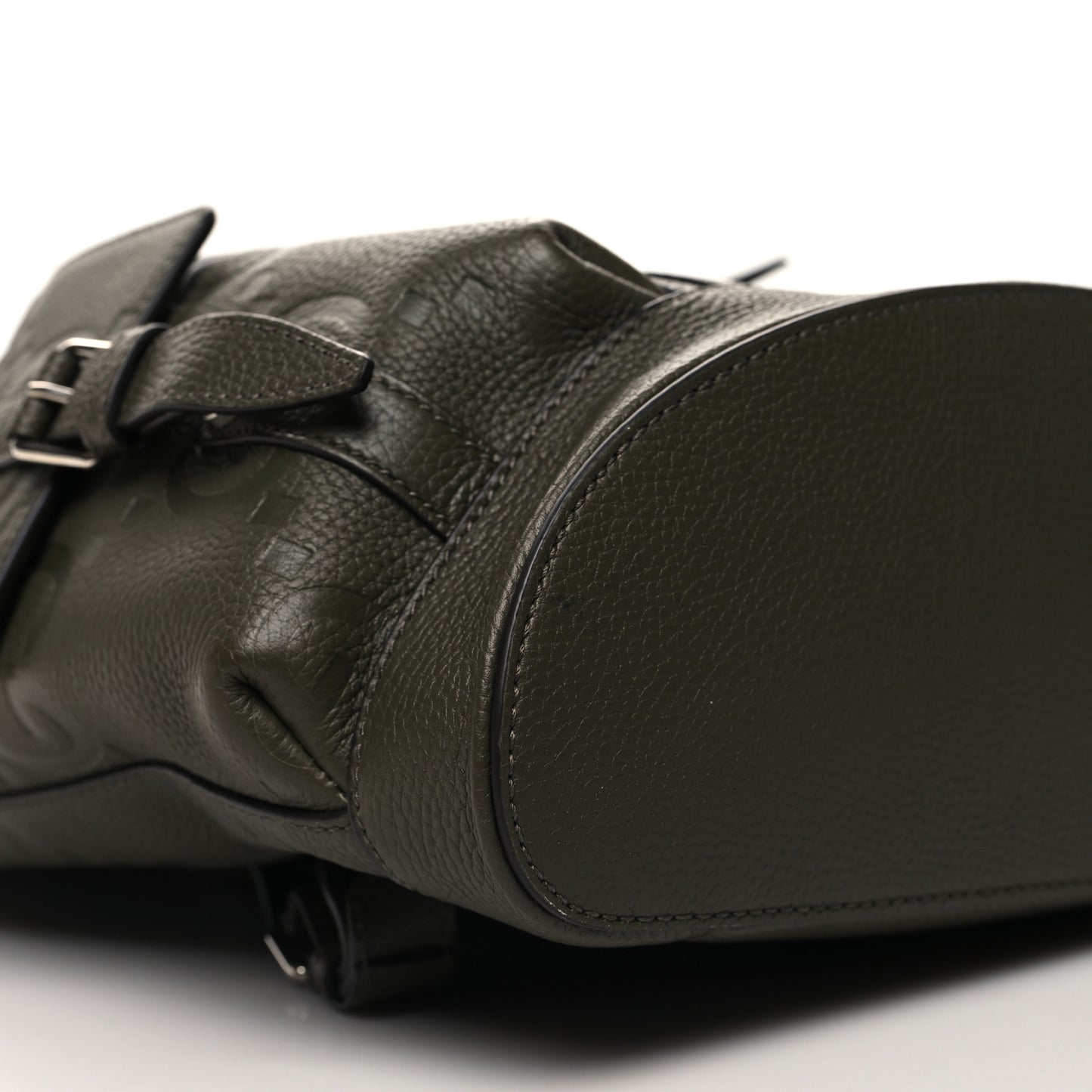 Piuma Calfskin Jumbo GG Embossed Double Buckle Backpack Vintage Olive