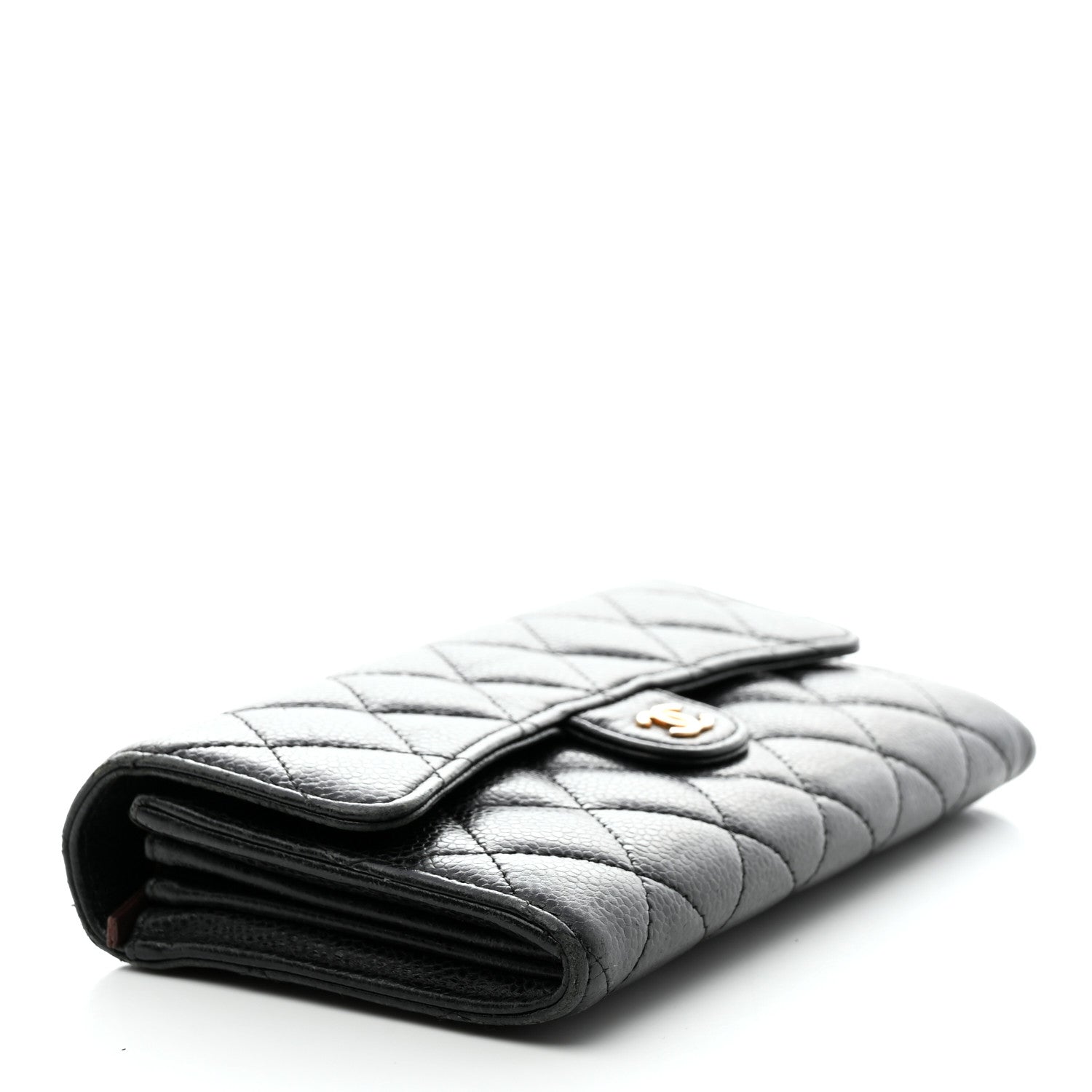 Chanel Caviar Quilted Large Gusset Flap Wallet Black 4 of 10