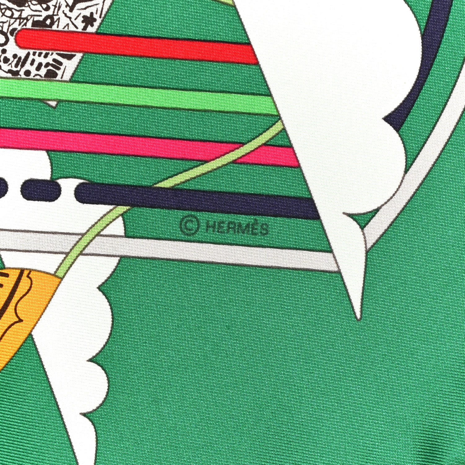 Hermes Silk Maison Des Carres Scarf 90 Vert Soleil Beige 4 of 5