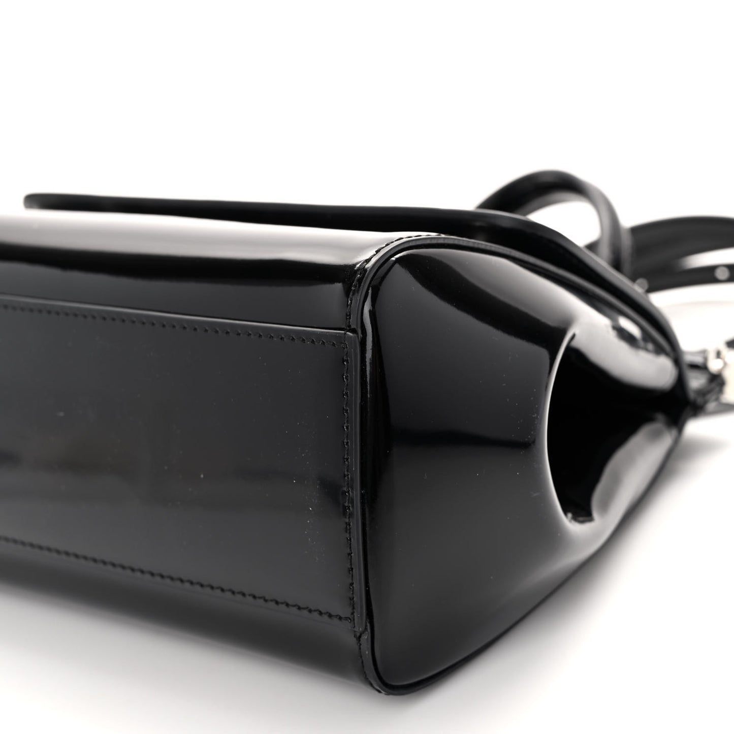 Patent Small Miss Sicily Satchel Black