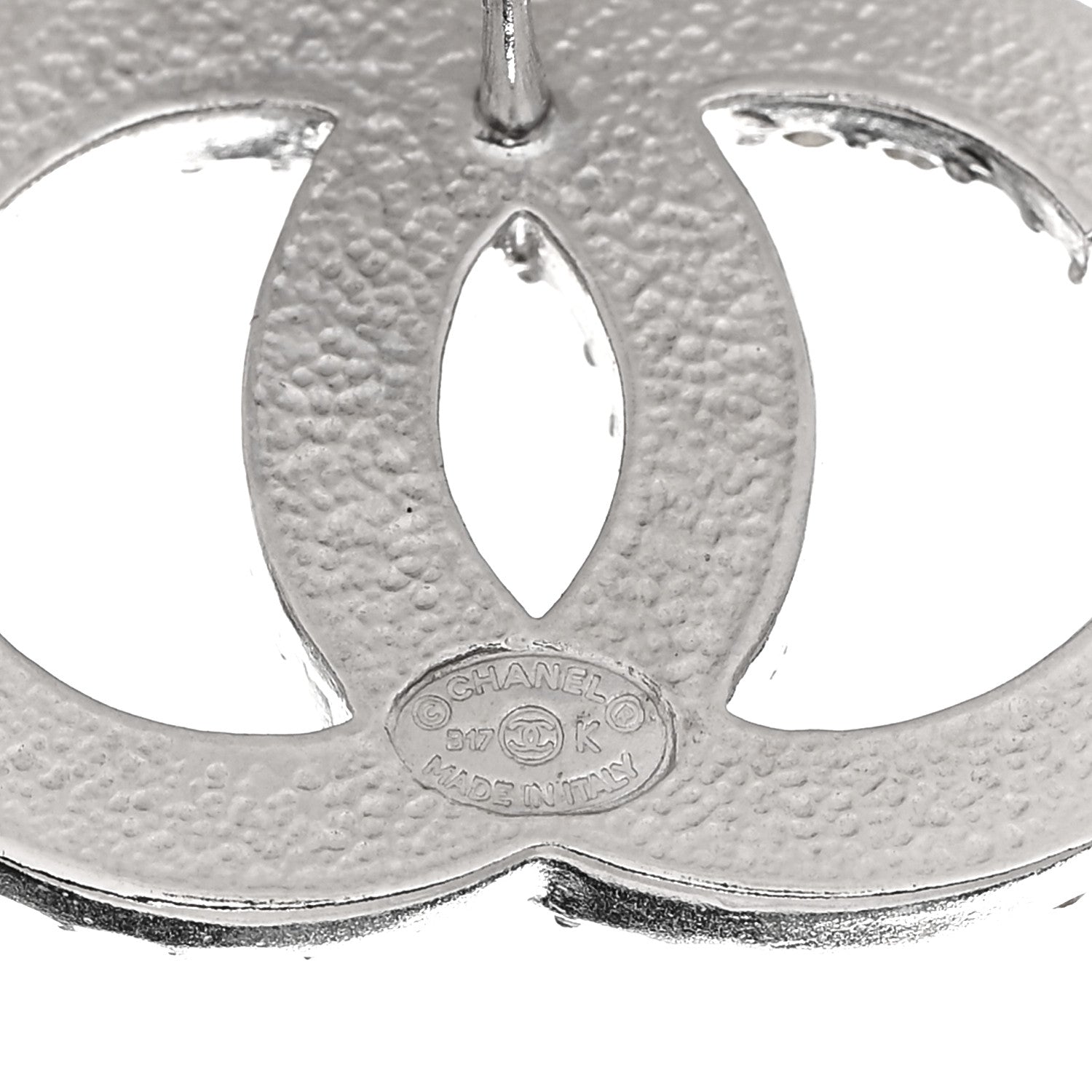 Chanel Crystal Large CC Earrings Silver 4 of 4