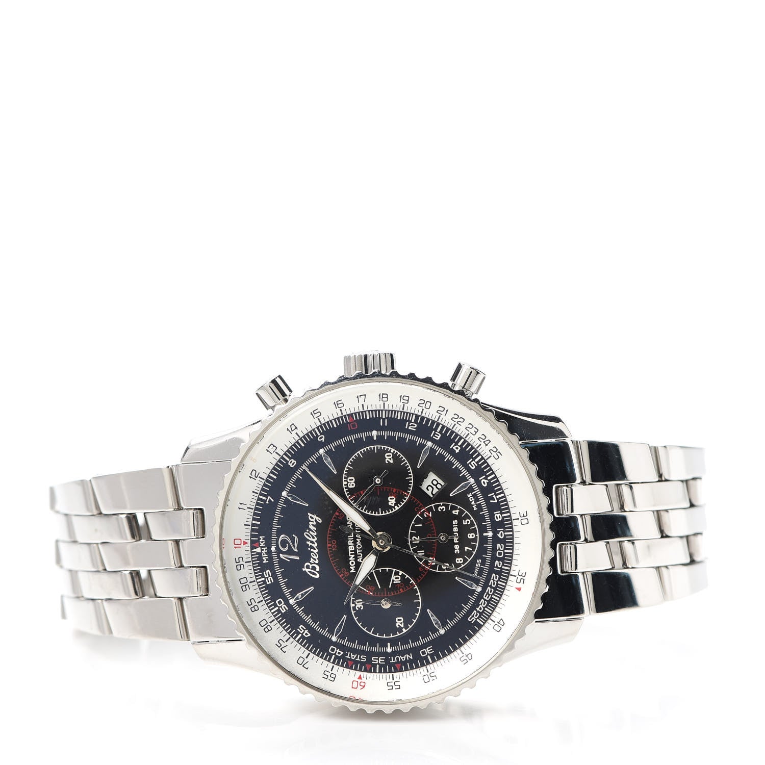 Breitling Stainless Steel 38mm Navitimer Montbrillant Chronograph Automatic Watch Black A41330 2 of 5