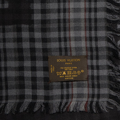 Louis Vuitton Mens Fleece Wool Silk Trunks Shawl Gris Rouge 4 of 4