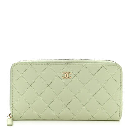 Chanel Caviar Quilted Large Gusset Zip Around Wallet Light Green 1 of 10