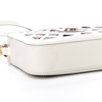 Gucci Canvas Calfskin Cutout Flora Floral Shoulder Bag White Multicolor 10 of 11