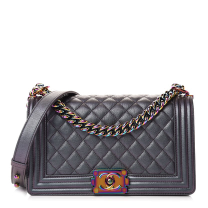 Chanel Iridescent Goatskin Quilted Medium Boy Flap Purple 1 of 11