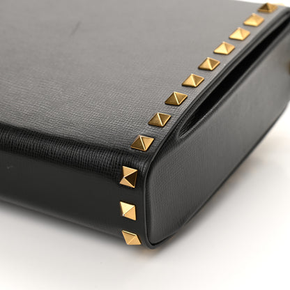 Valentino Garavani Grainy Calfskin Rockstud Alcove Clutch Black 9 of 10