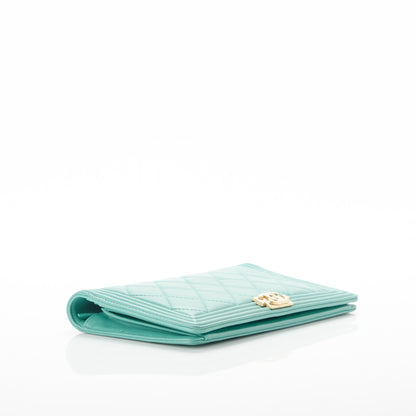 Chanel Lambskin Quilted Boy Yen Wallet Light Green 4 of 8