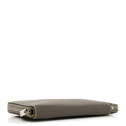 Celine Drummed Calfskin Medium Zip Around Multifunction Wallet Souris 4 of 6