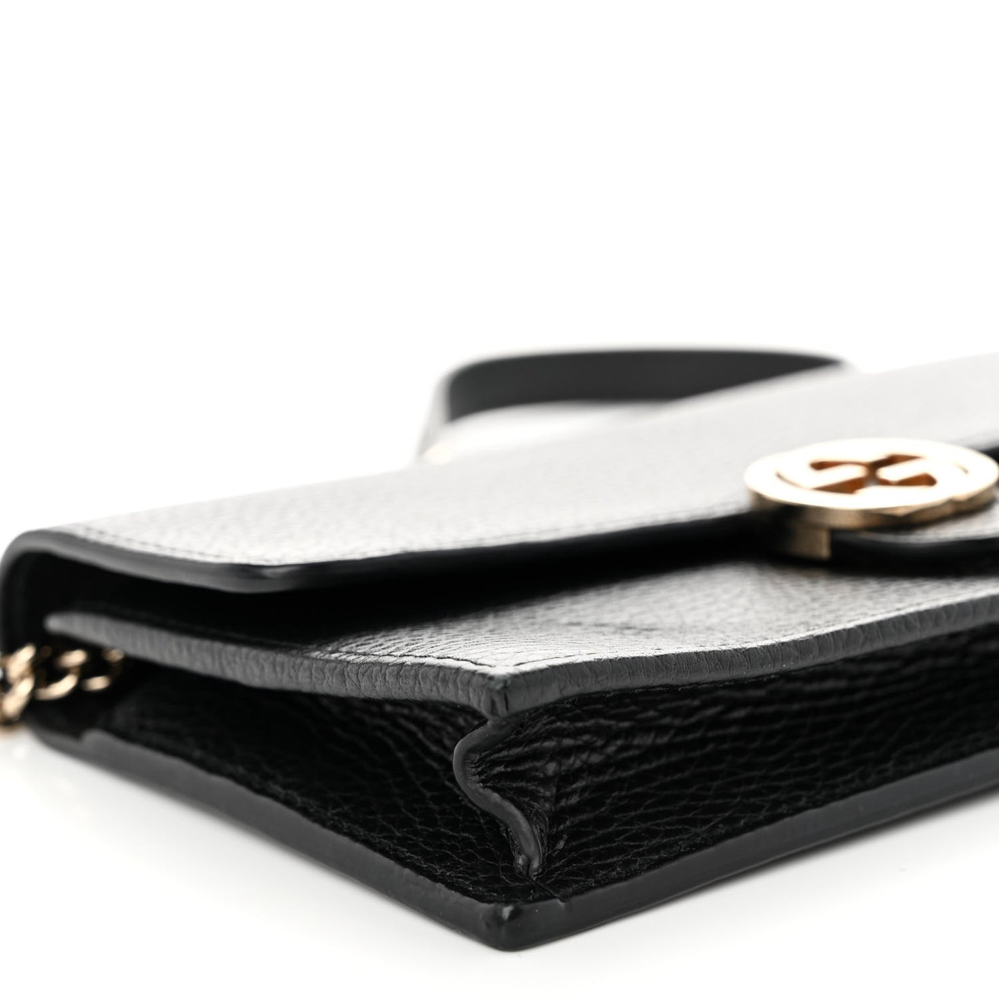 Dollar Calfskin Interlocking G Chain Wallet Black