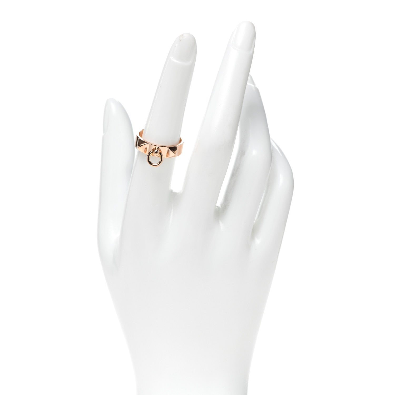 Hermes 18K Rose Gold PM Collier De Chien Ring 54 7 2 of 5