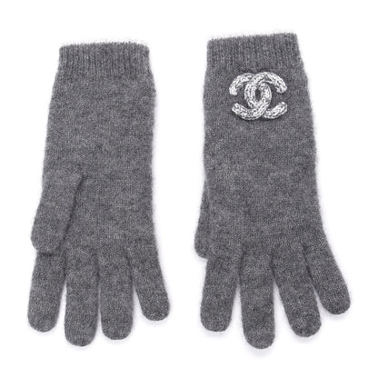 Chanel Cashmere Silk CC Gloves Grey 1 of 6