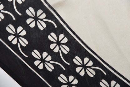 Chanel Silk Clover Scarf Black Ivory 7 of 7