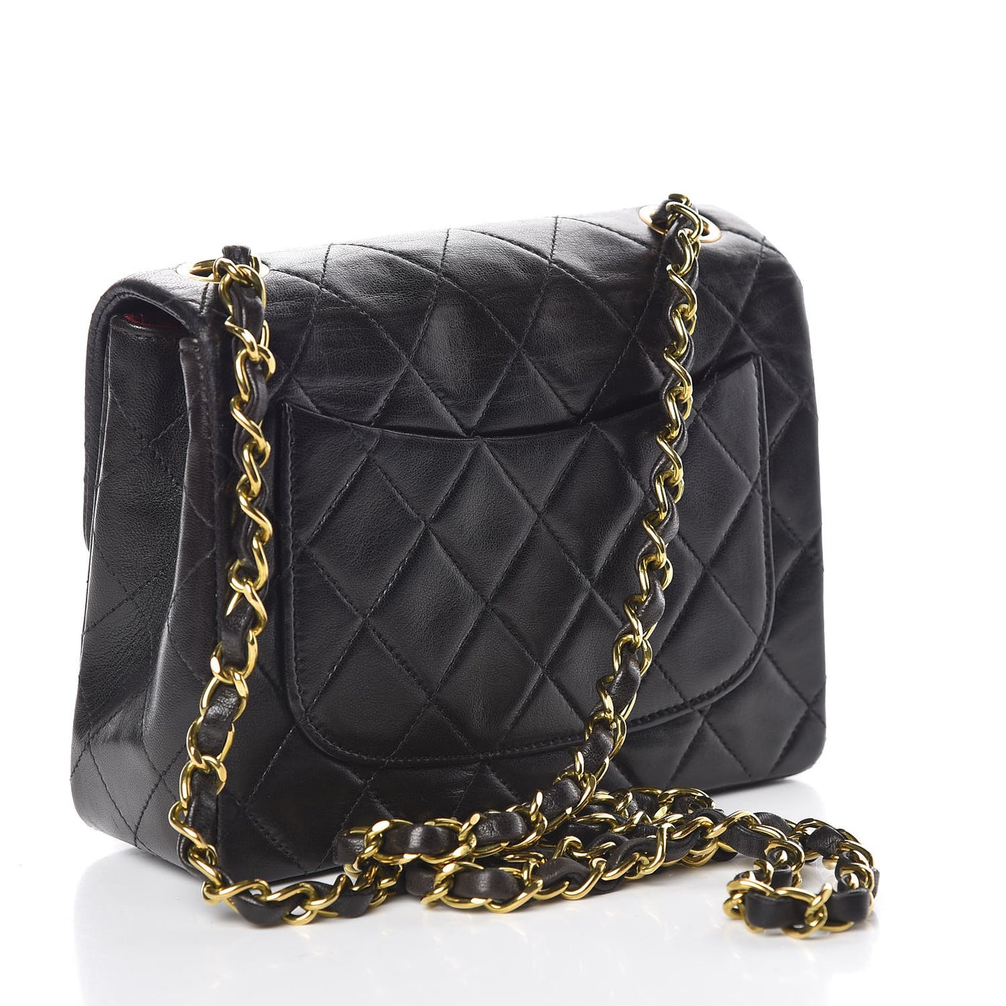 Lambskin Quilted Mini Square Flap Black